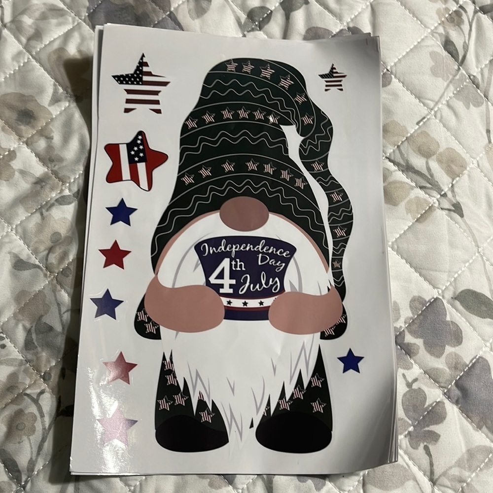 New 4th July gnome window clings